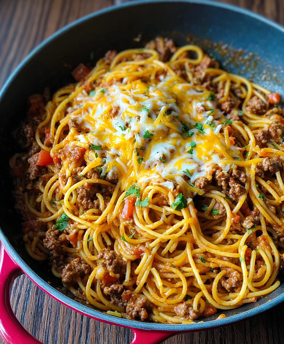 Easy One Pot Beef Taco Spaghetti Recipe