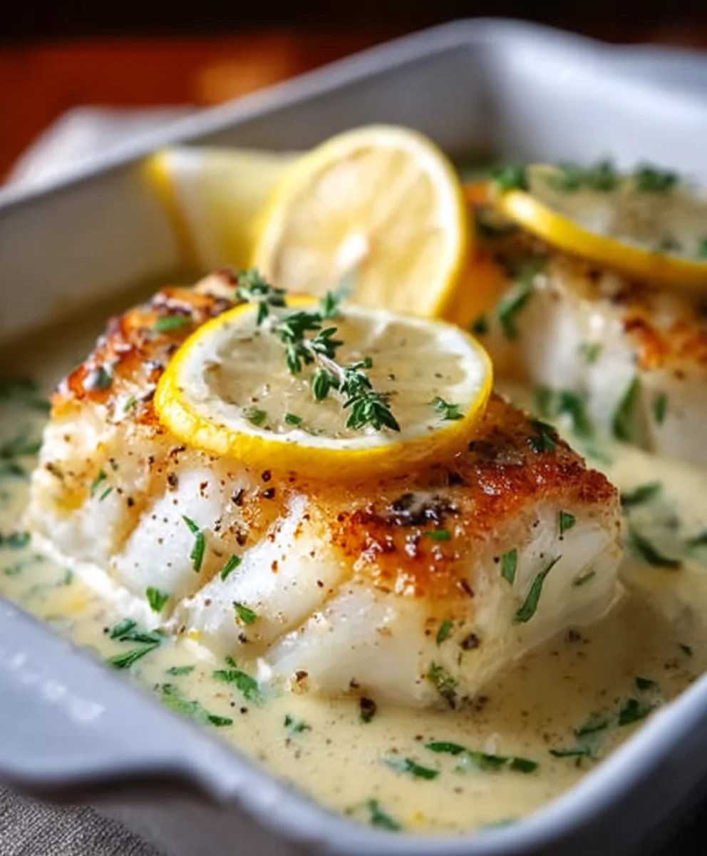 Easy Baked Cod Coconut Lemon Cream Sauce