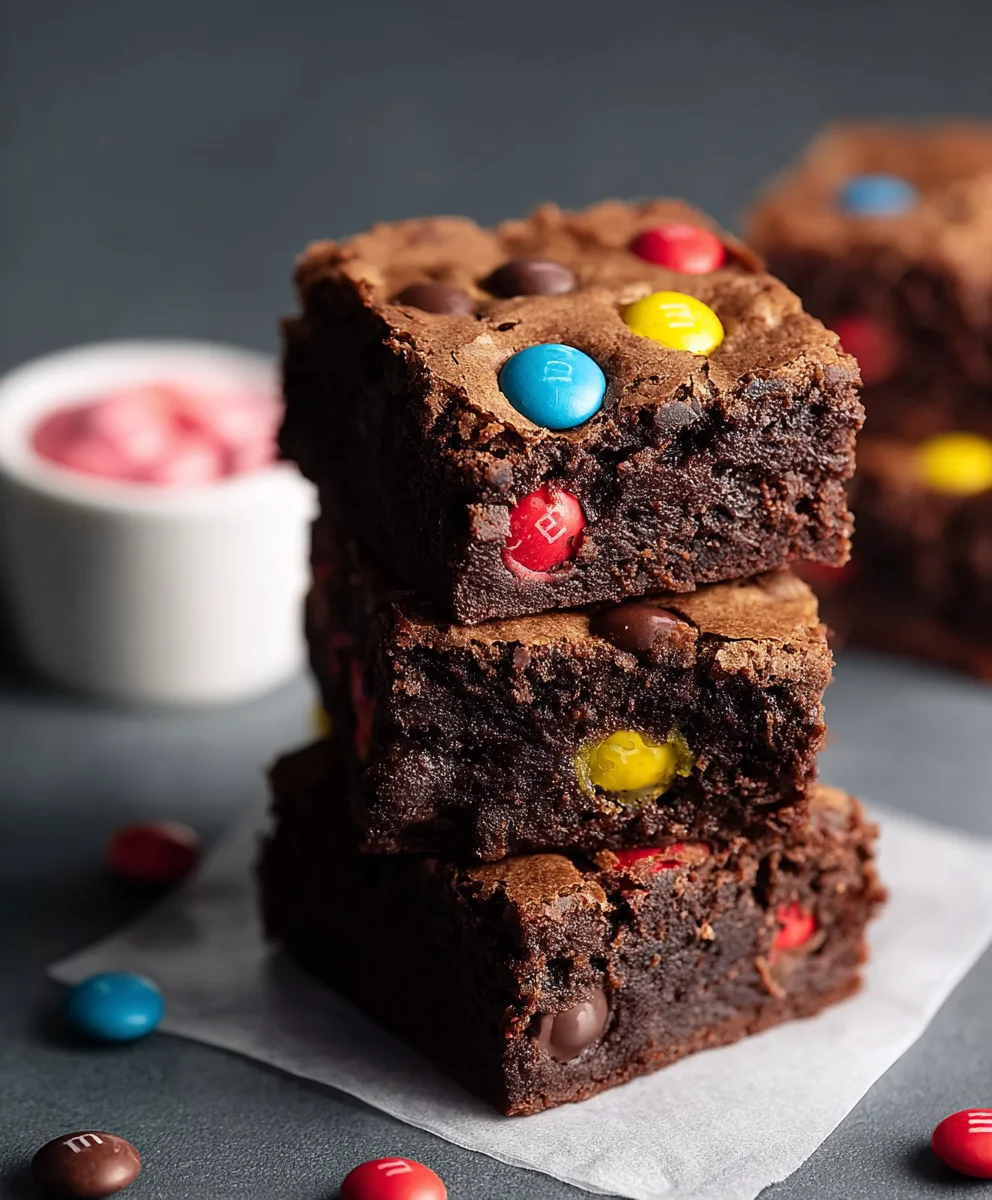 Fudgy M&M Brownies-Easy Chewy Dessert Recipe