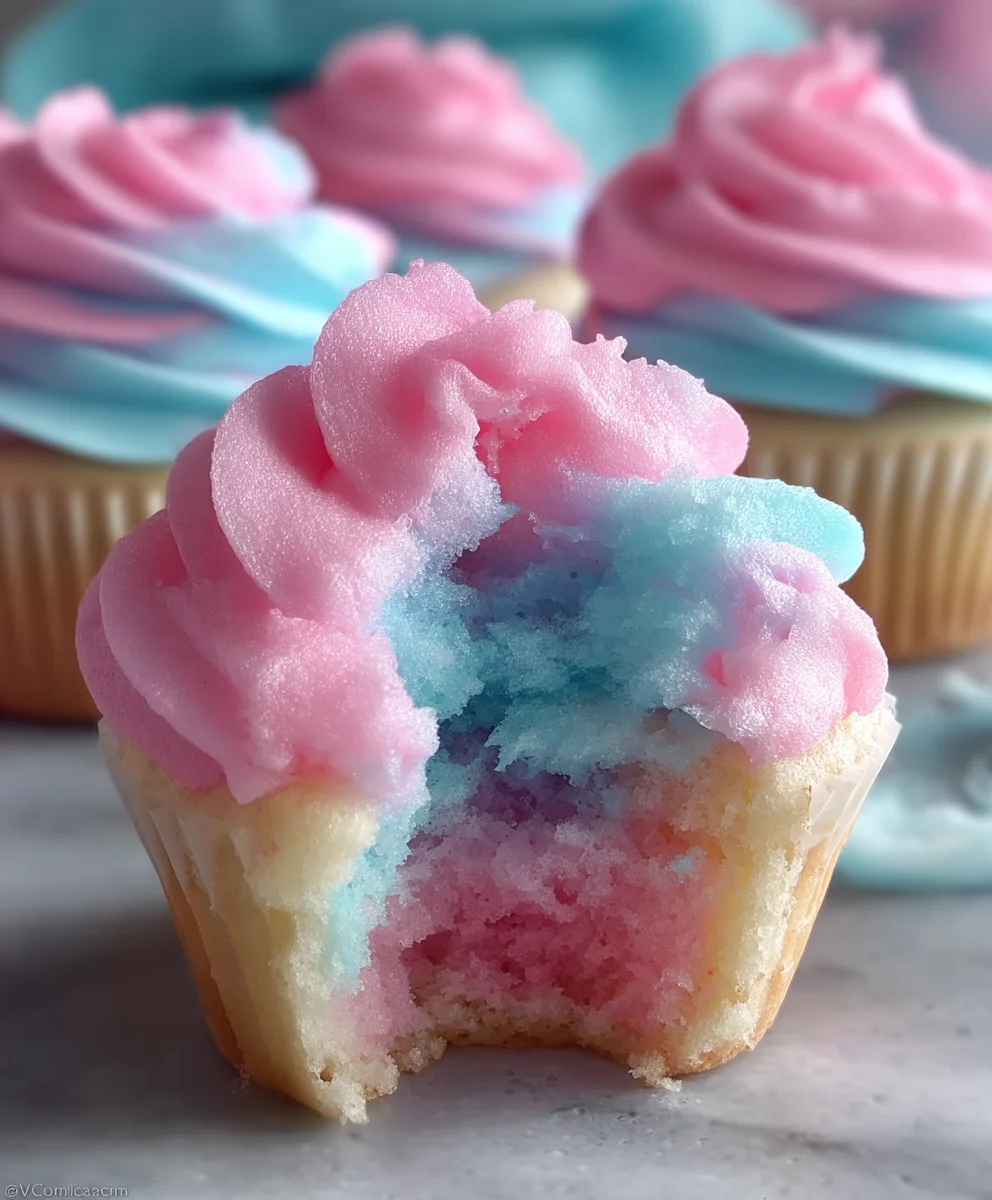 Sweet Cotton Candy Cupcakes-Fluffy Fun Recipe