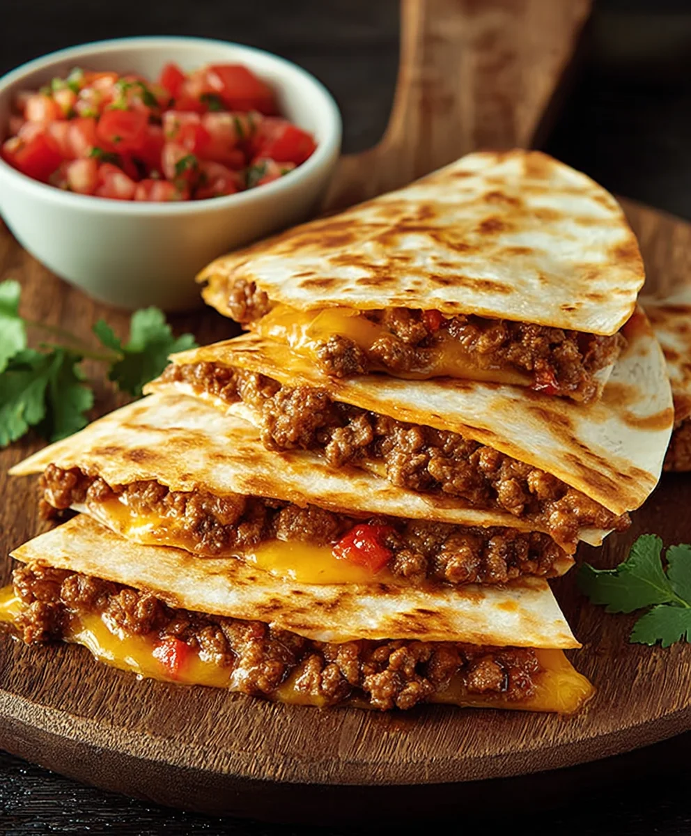 Easy Cheesy Ground Beef Quesadillas - Quick Dinner Idea