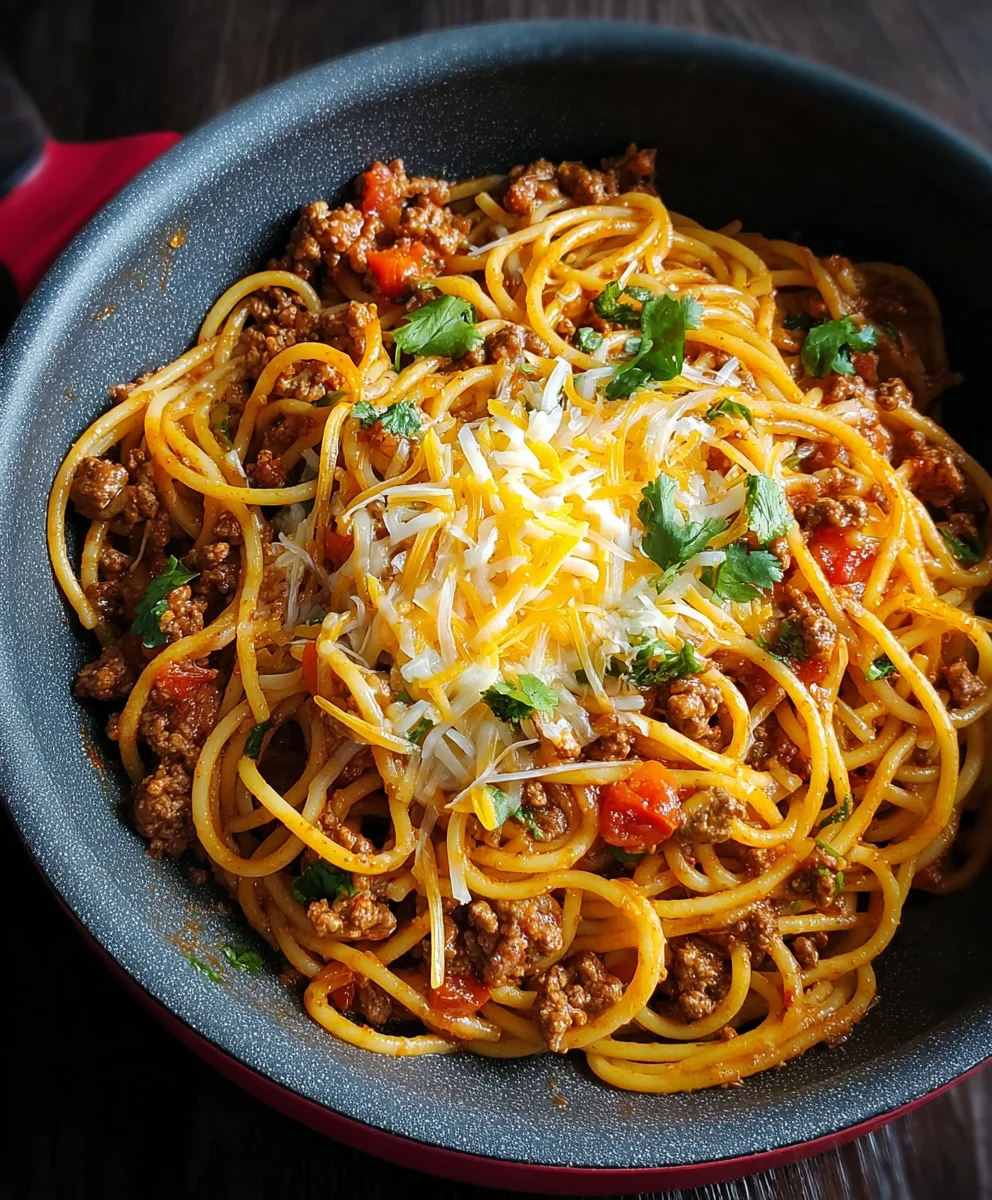 Easy One Pot Beef Taco Spaghetti Recipe