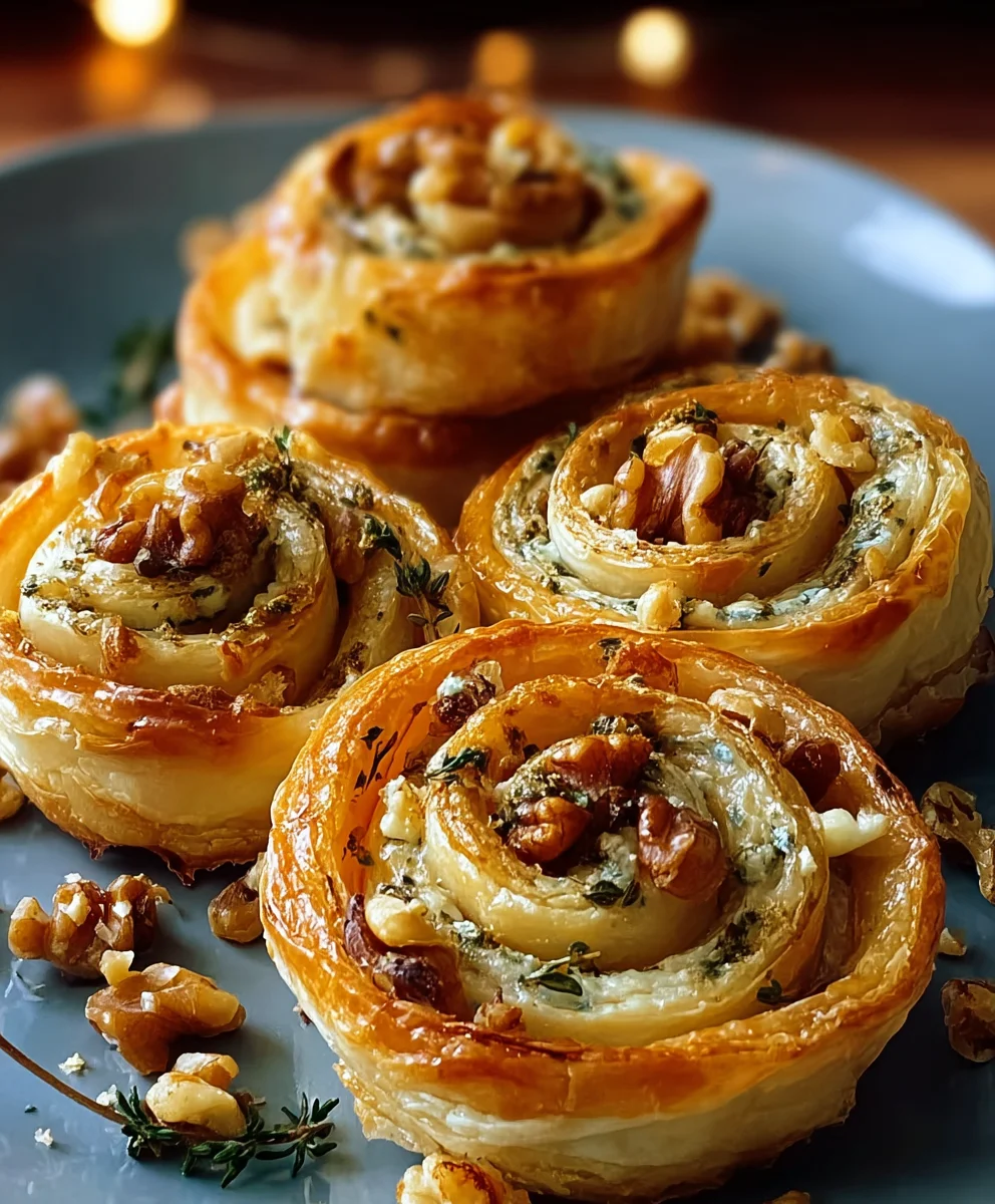 Blue Cheese Walnut Twirls - Savory Appetizer Recipe