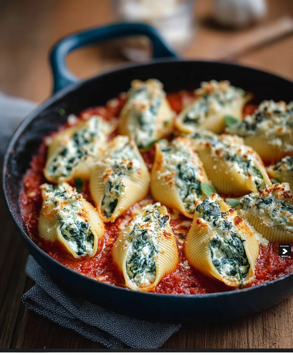 Easy Spinach Ricotta Stuffed Shells Recipe