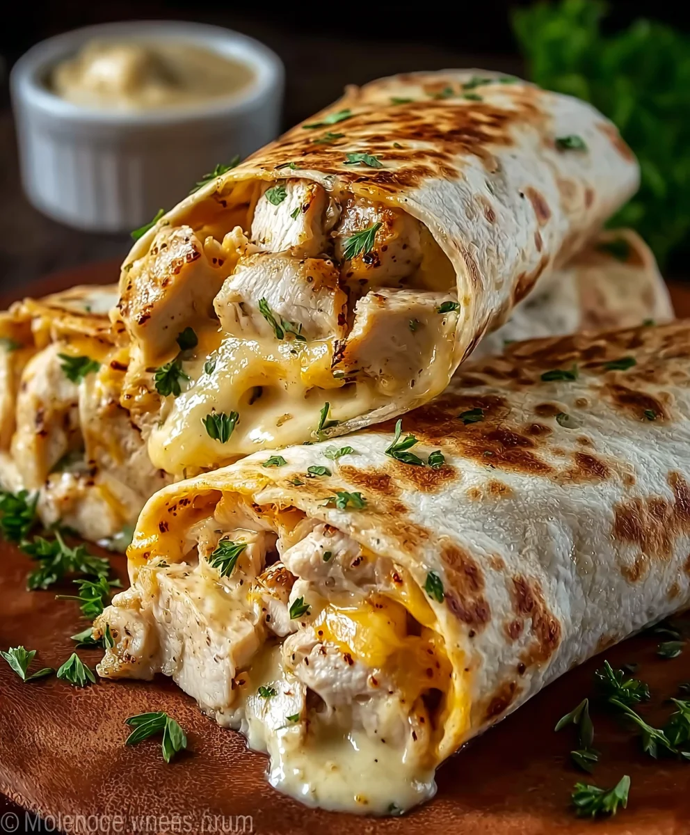 Cheesy Chicken Garlic Wraps- Easy & Delicious Meal
