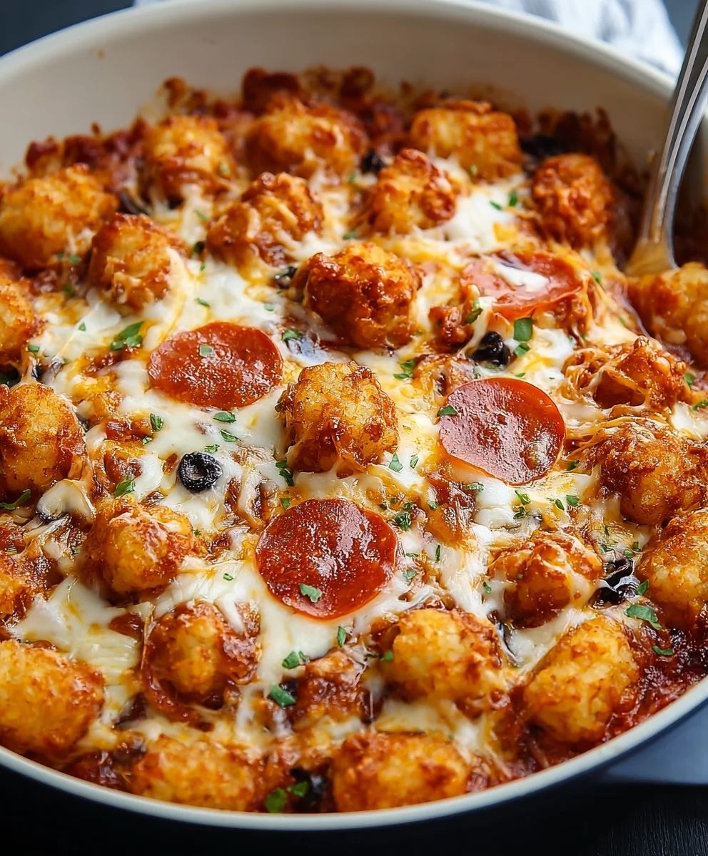 Easy Beef Pizza Tot Casserole Recipe