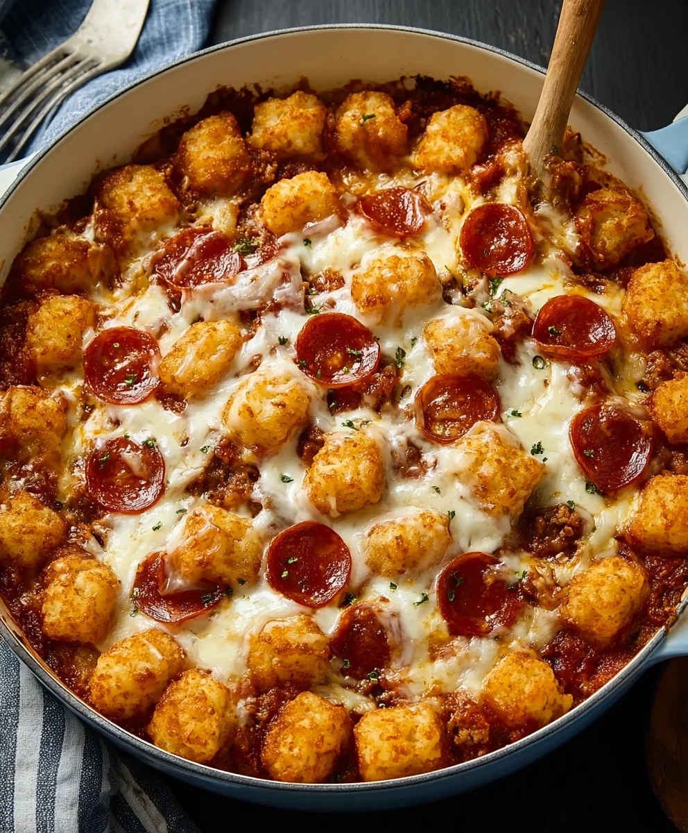 Easy Beef Pizza Tot Casserole Recipe
