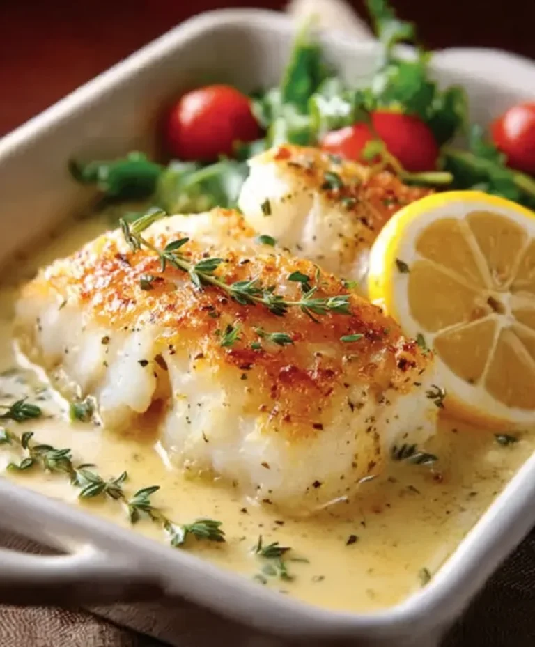 Easy Baked Cod Coconut Lemon Cream Sauce