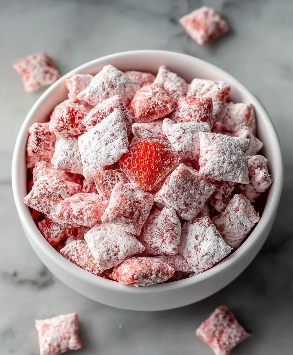 Easy Strawberry Shortcake Puppy Chow Delight
