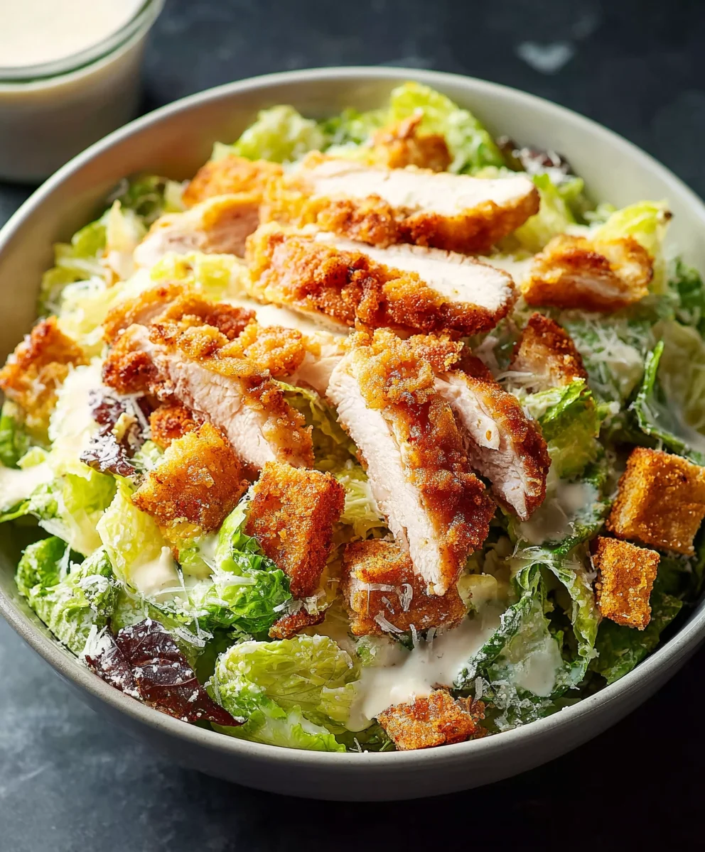 Crispy Chicken Caesar Salad Recipe- Easy & Delicious