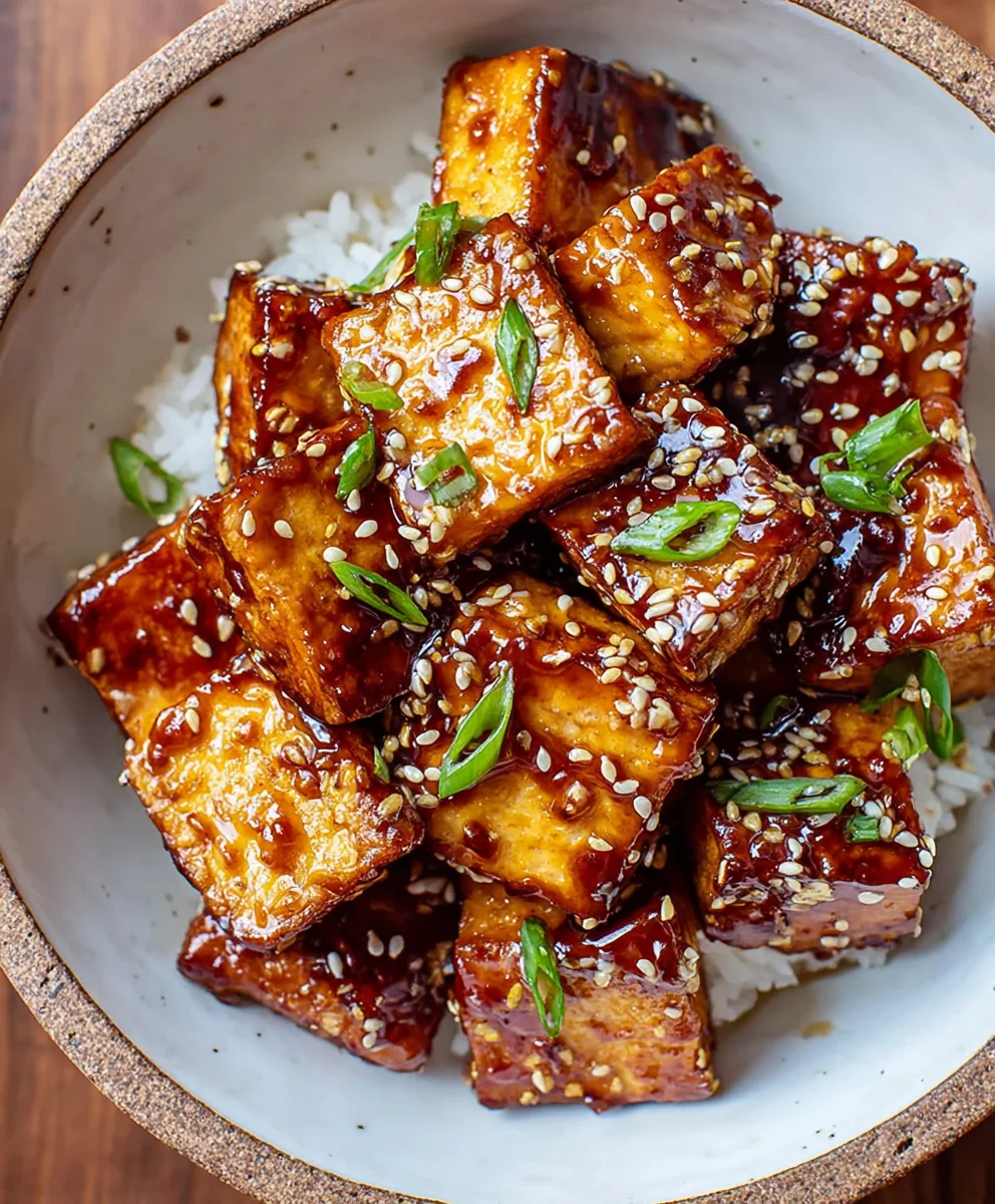 Crispy Sticky Tofu Recipe- Easy Vegan Dinner