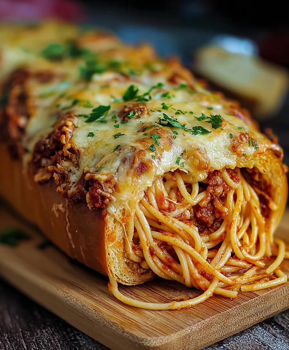 Spaghetti Stuffed Garlic Bread Recipe-Ultimate Comfort Food
