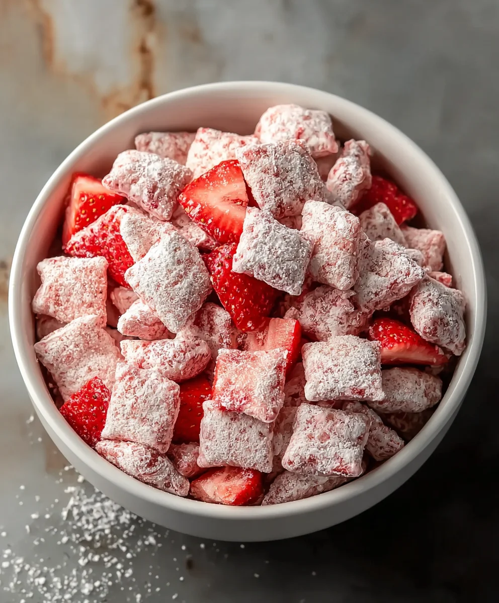 Easy Strawberry Shortcake Puppy Chow Delight