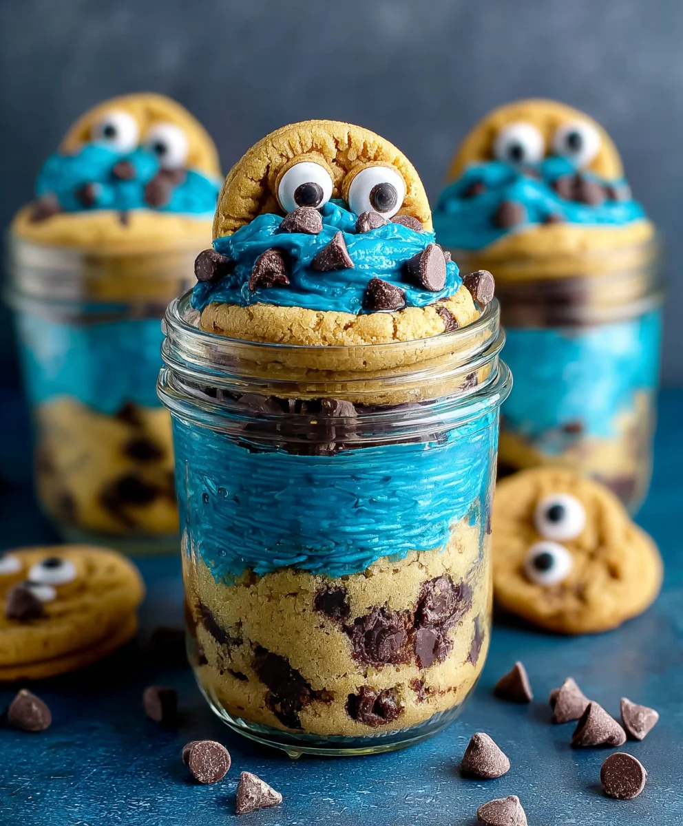 Cookie Monster Cake Jars-Fun Treat