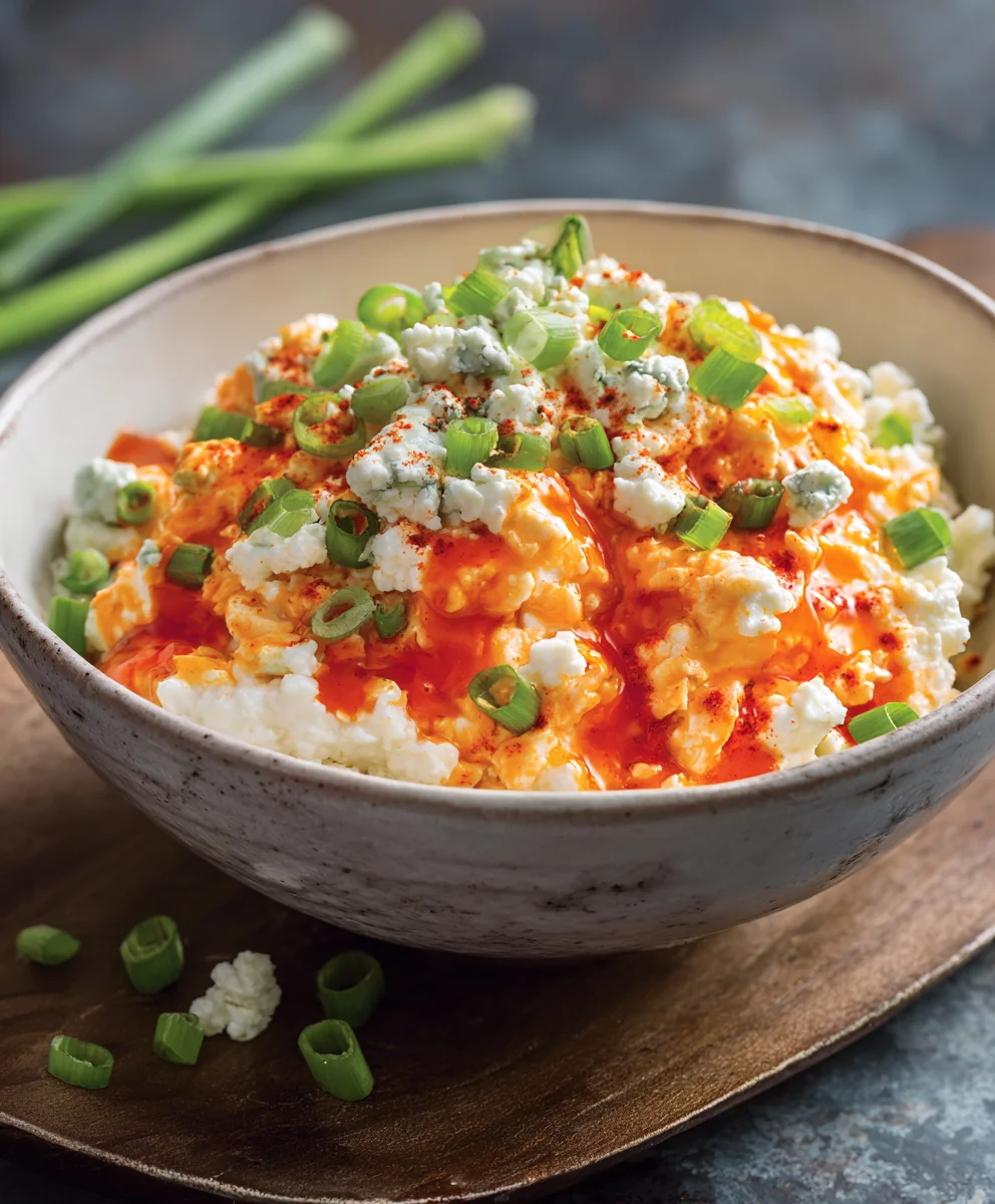Buffalo Chicken Cottage Cheese Bowl-Healthy & Easy
