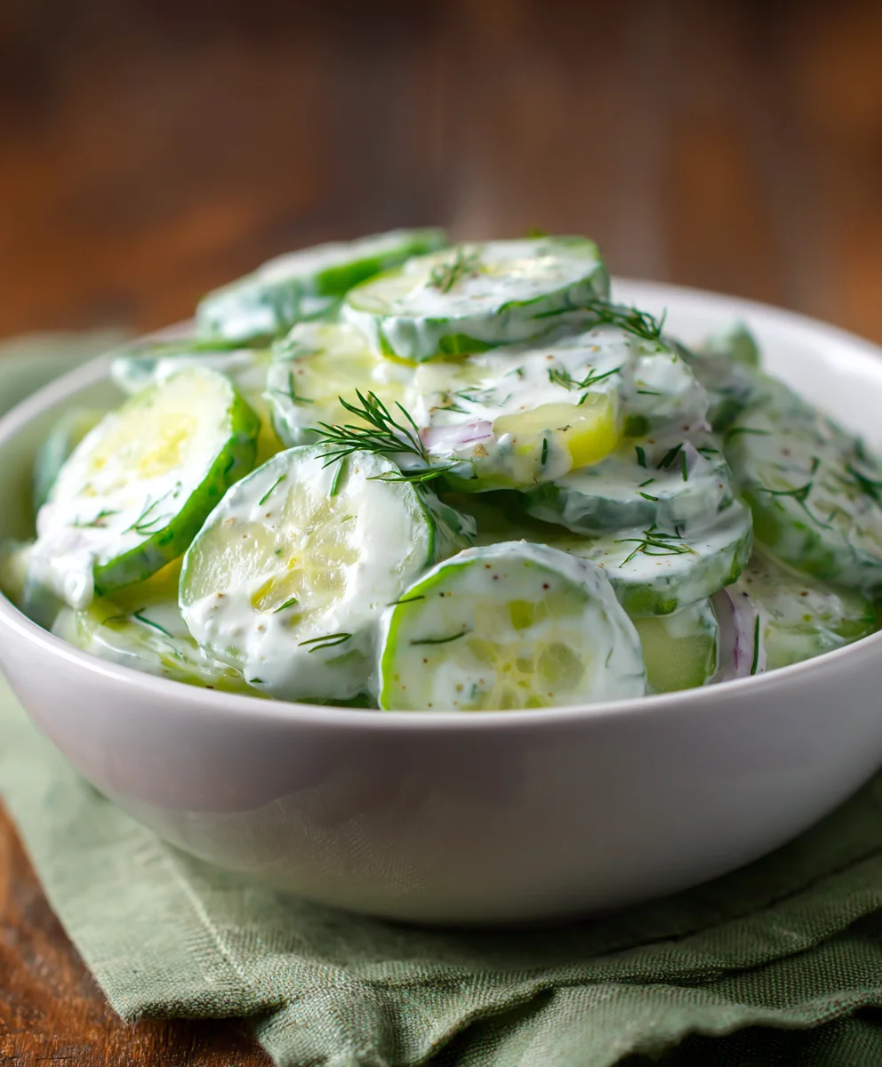 Creamy Cucumber Salad Recipe- Refreshing & Easy