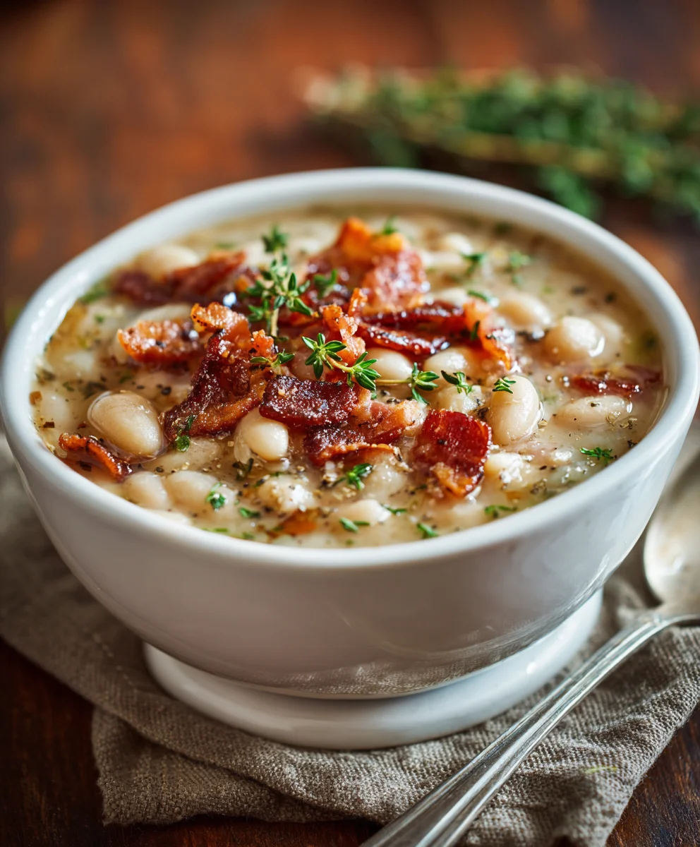 White Bean Soup with Savory Beef Beef Bacon