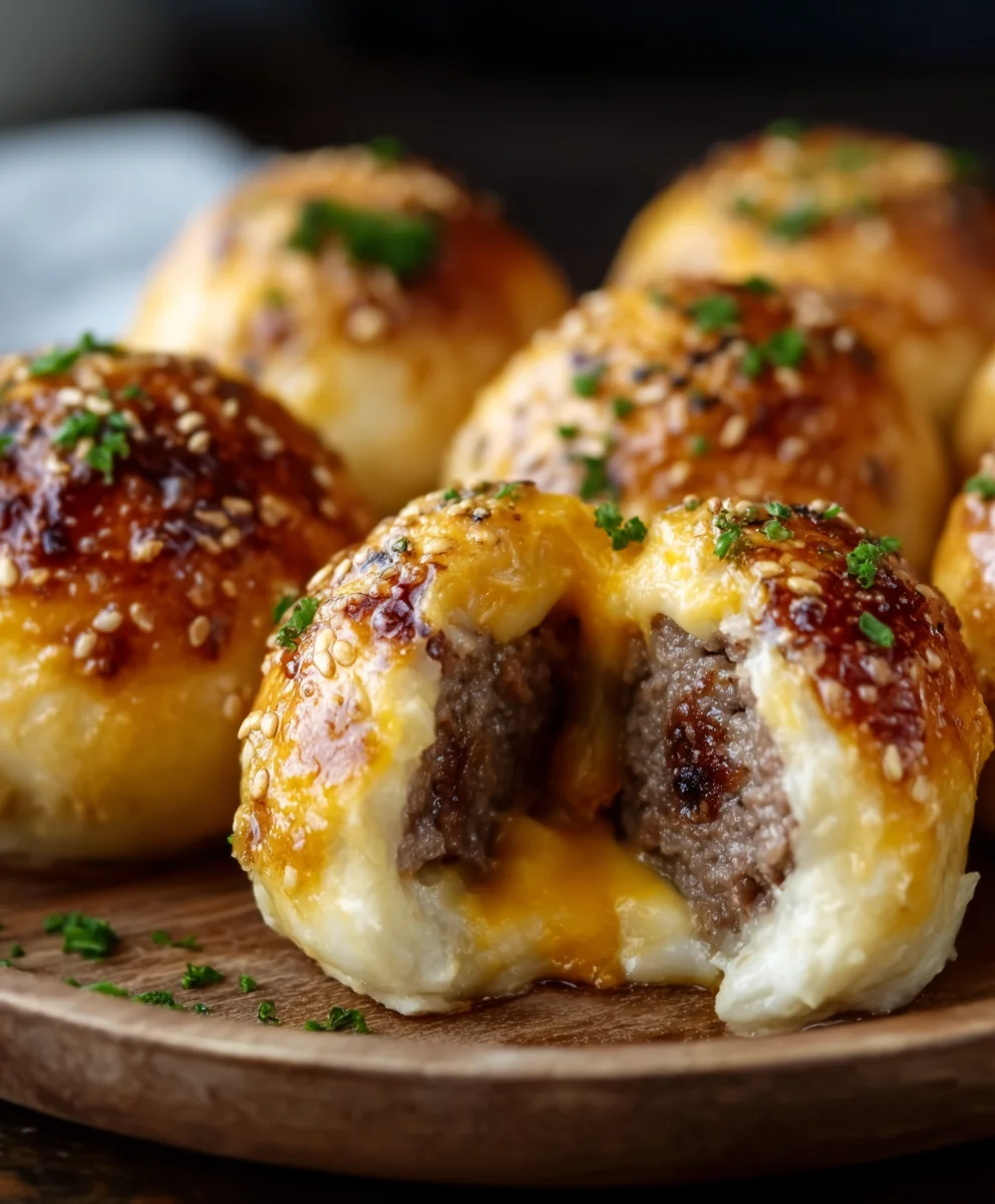 Garlic Parmesan Cheeseburger Bombs-Easy Appetizer