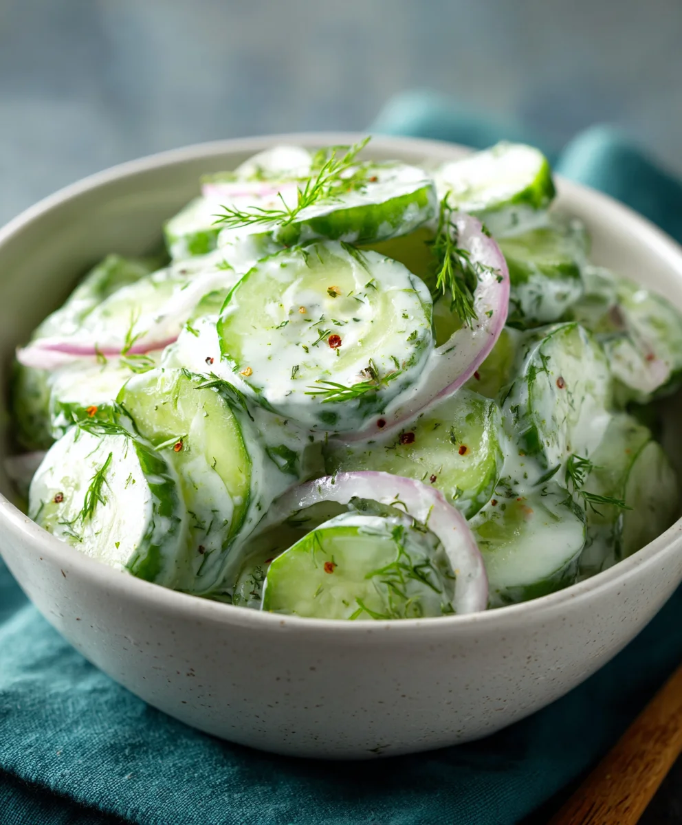 Creamy Cucumber Salad Recipe- Refreshing & Easy