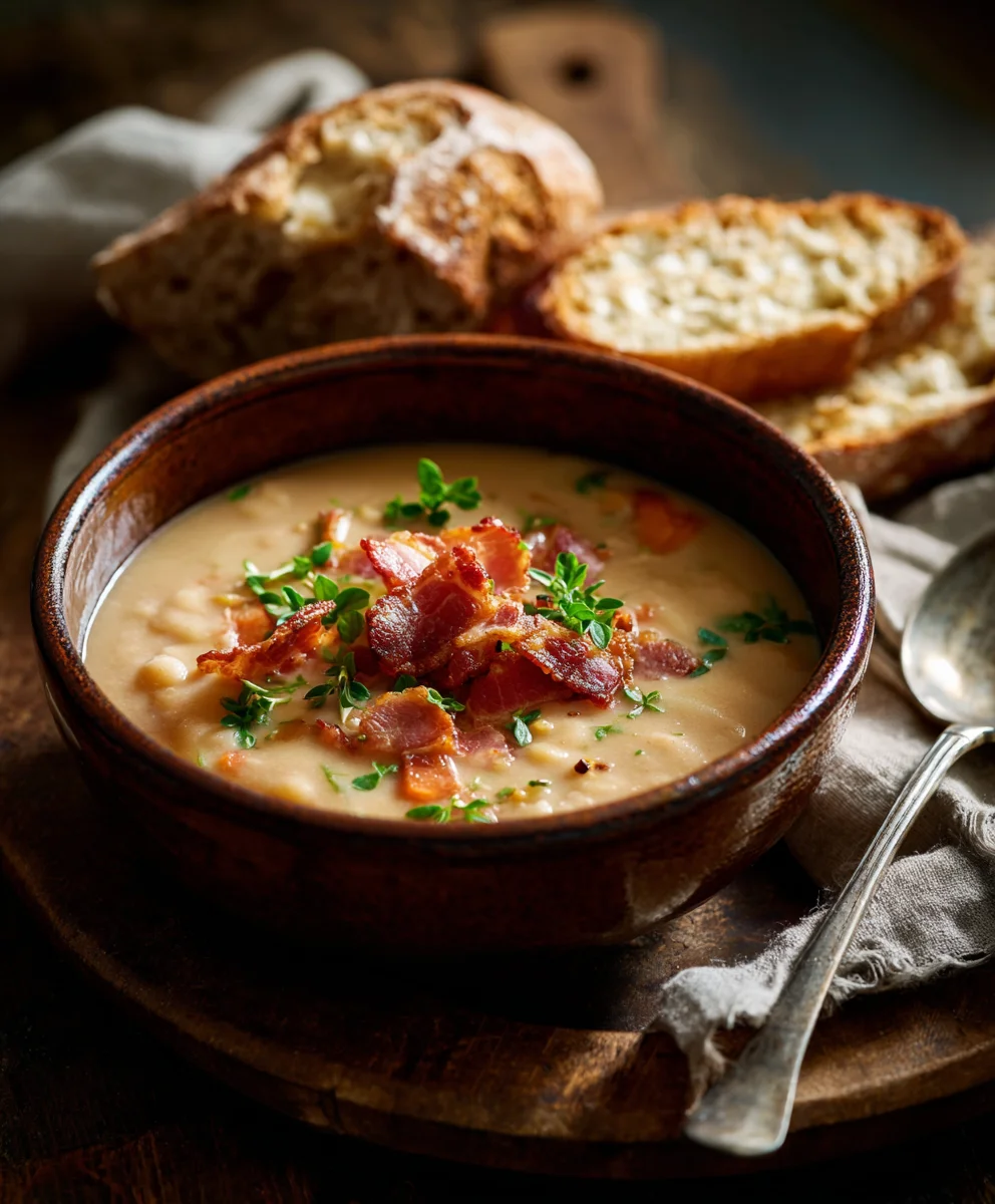 White Bean Soup with Savory Beef Beef Bacon