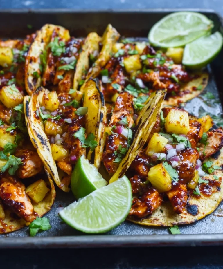 Easy One Pan Chicken Pineapple Tacos-Flavorful Dinner