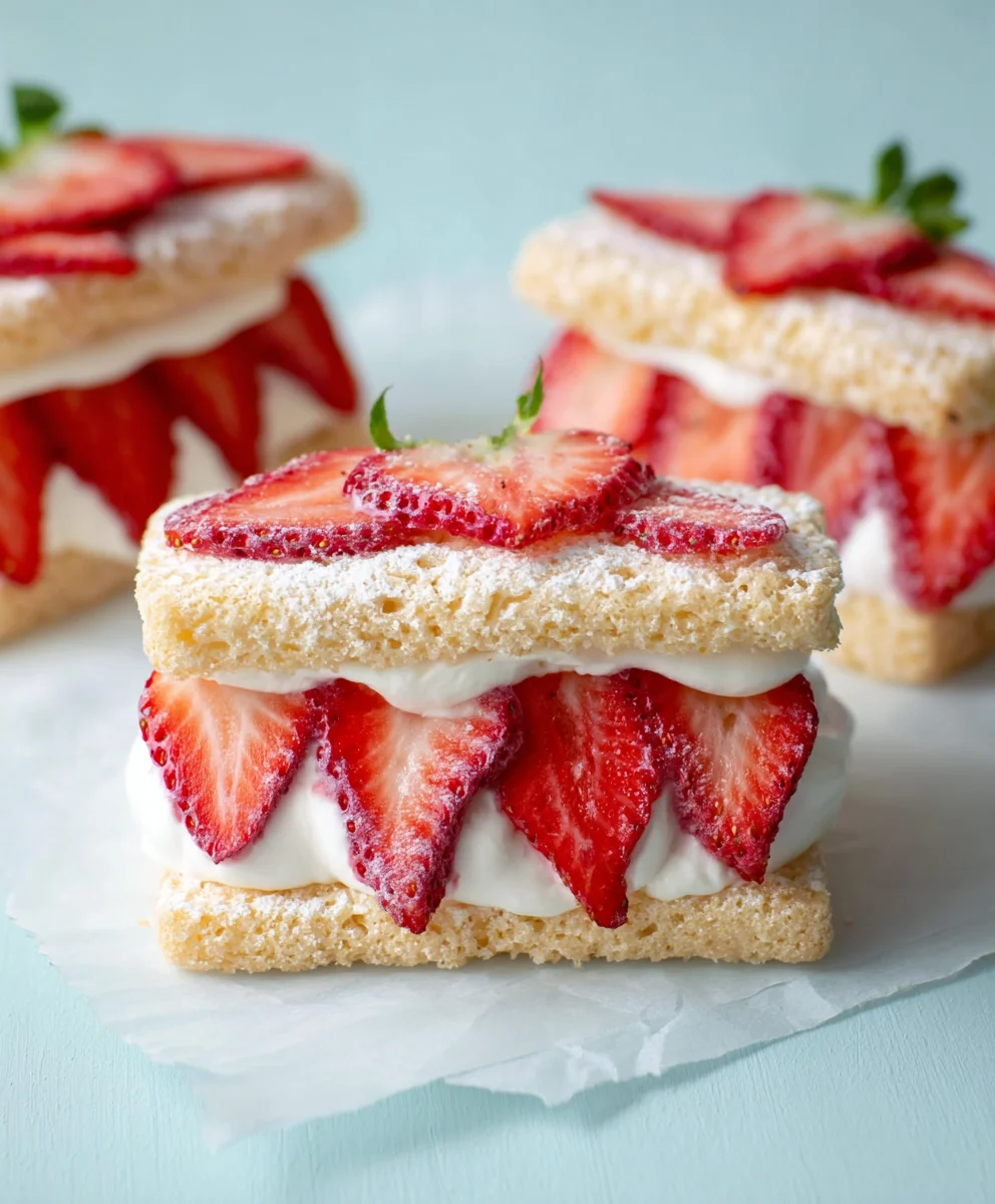Strawberry Cream Sandwiches- Easy Dessert Recipe