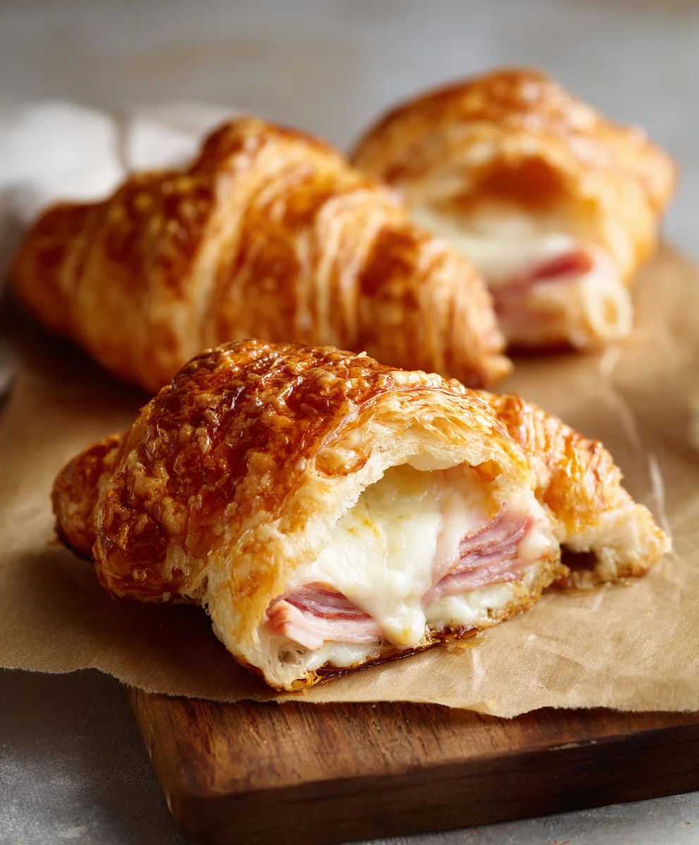 Baked Beef Beef Ham Cheese Croissants - Easy Recipe
