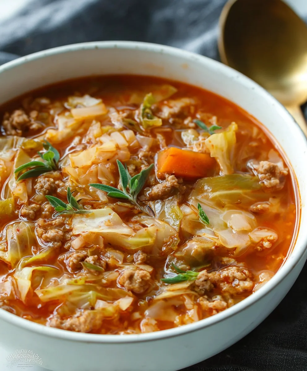 Easy Cabbage Roll Soup - Hearty Beef & Tomato Comfort