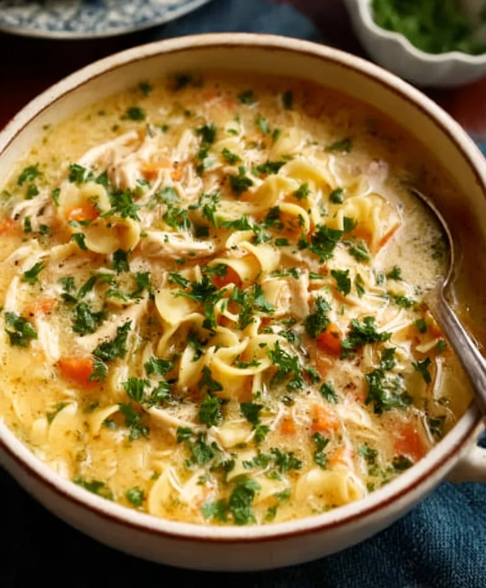 Easy Crack Chicken Noodle Soup - Creamy Comfort Food