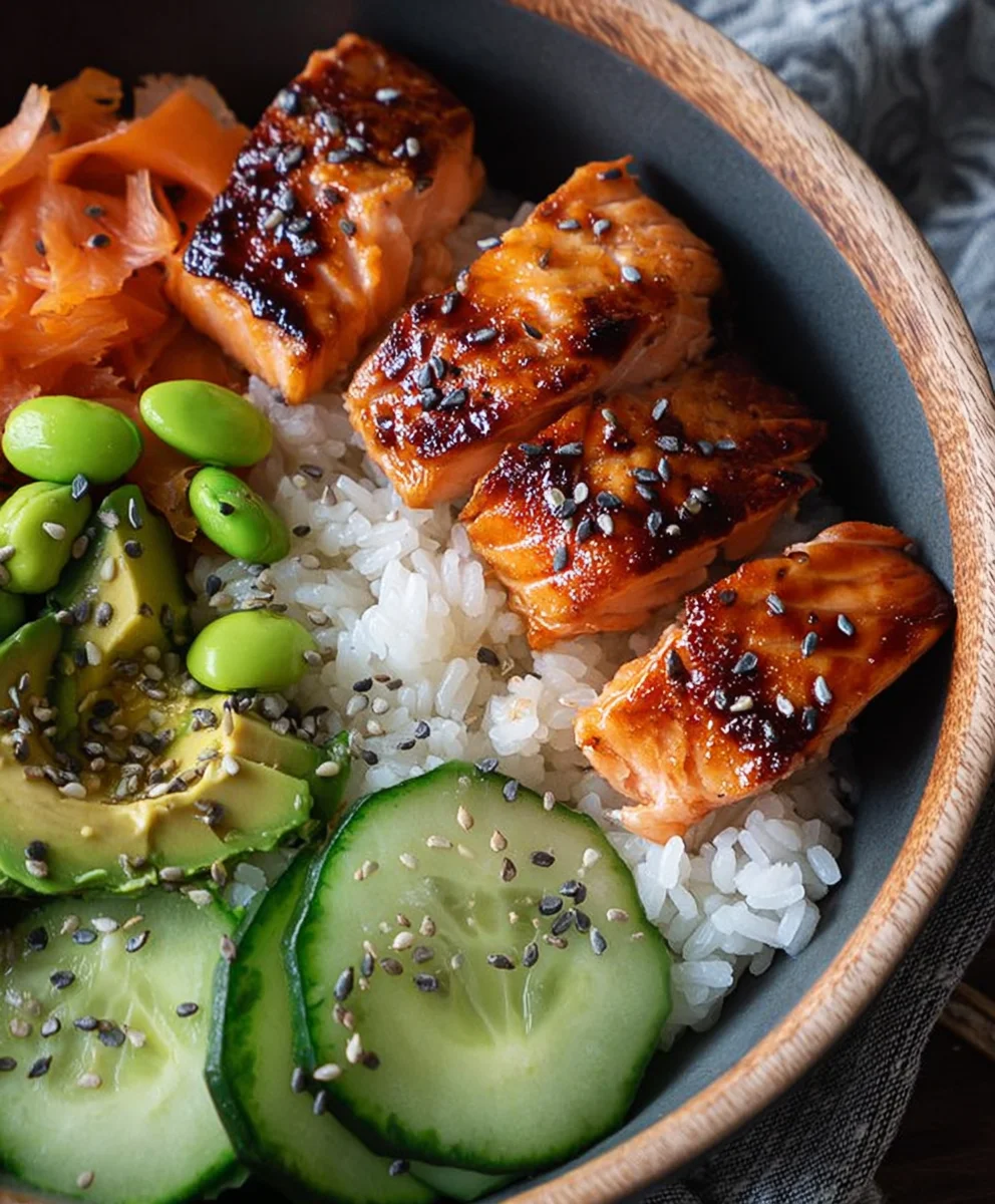 Easy Teriyaki Salmon Sushi Bowl Recipe- GF