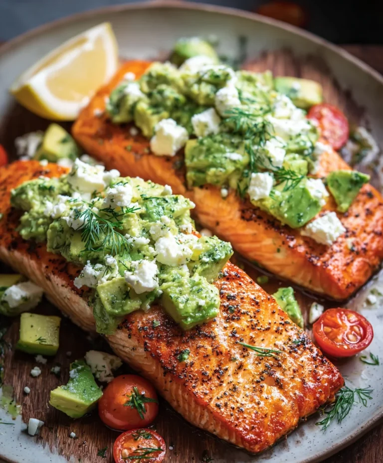 Baked Salmon Avocado Feta – Easy Healthy Recipe