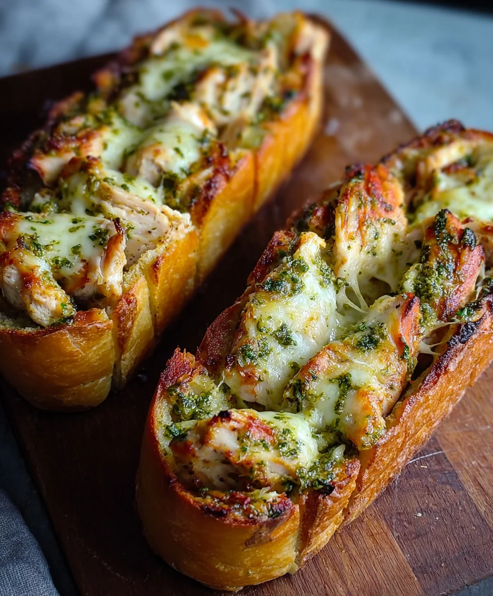 Pesto Chicken Garlic Bread Recipe- Easy & Delicious