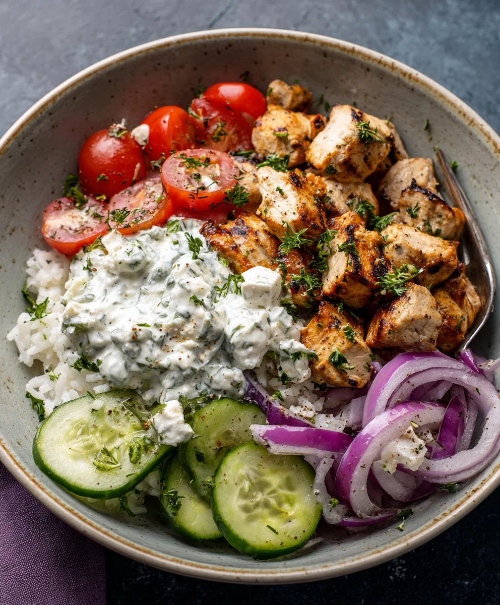Greek Chicken Cottage Cheese Bowl - Easy & Healthy