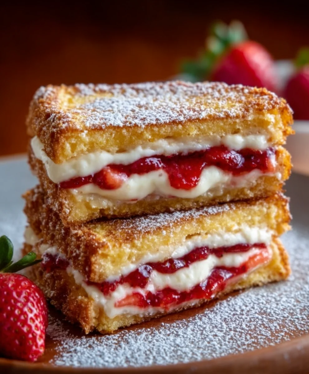 Fried Strawberry Cheesecake Sandwiches Recipe