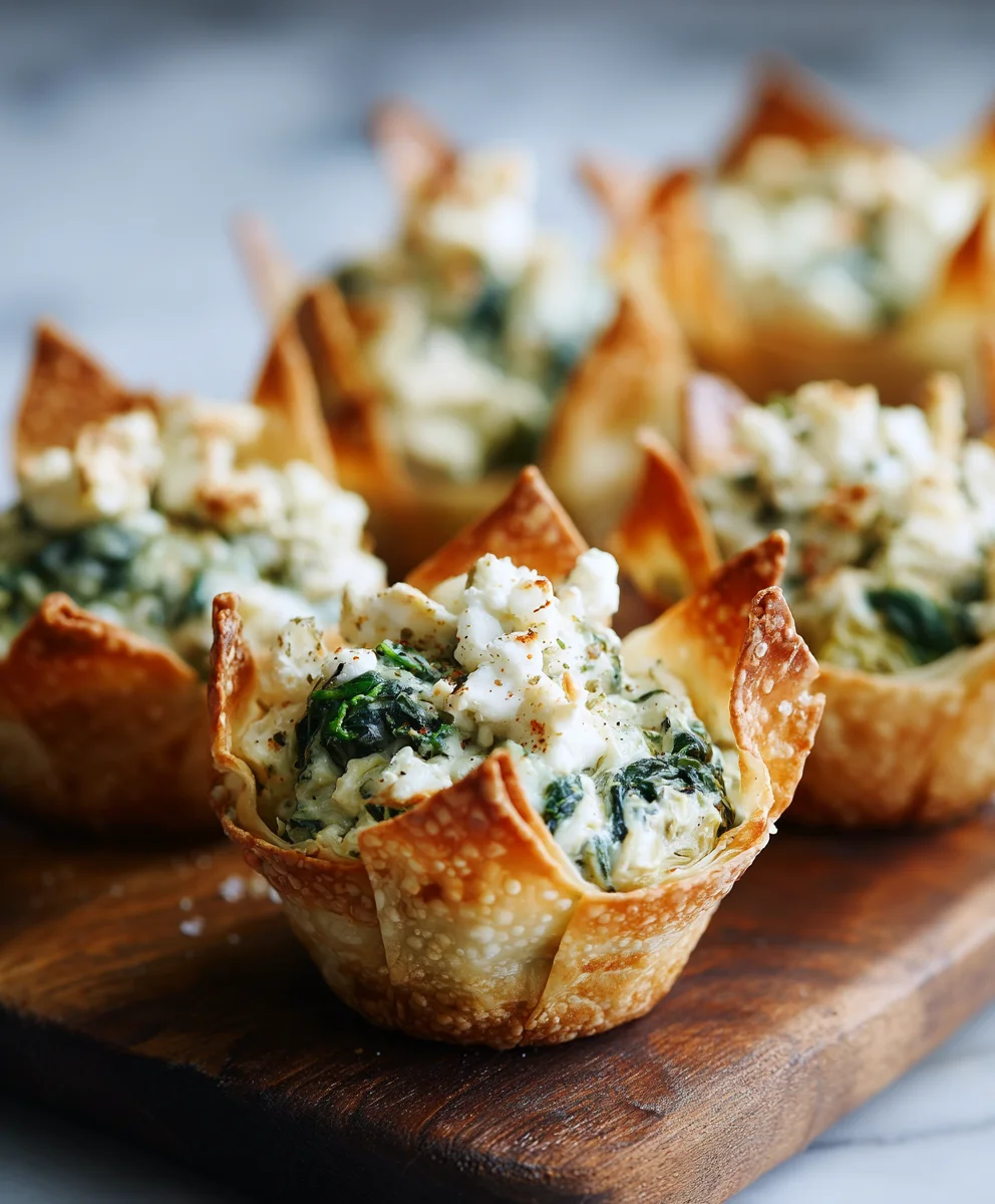 Spinach Artichoke Wonton Cups- Easy Appetizer
