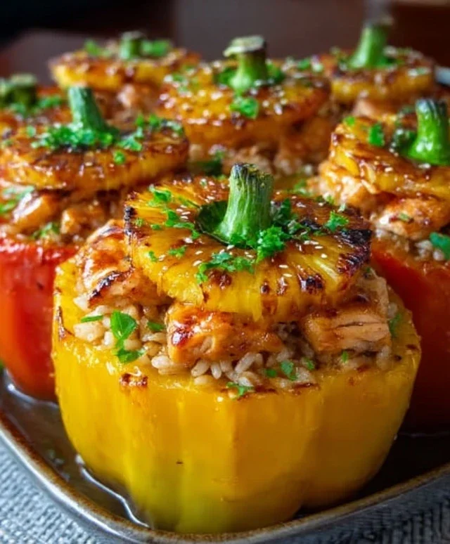 Teriyaki Pineapple Chicken and Rice Stuffed Peppers: A Sweet and Savory Meal