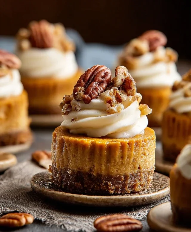 Pumpkin Pecan Mini Cheesecakes