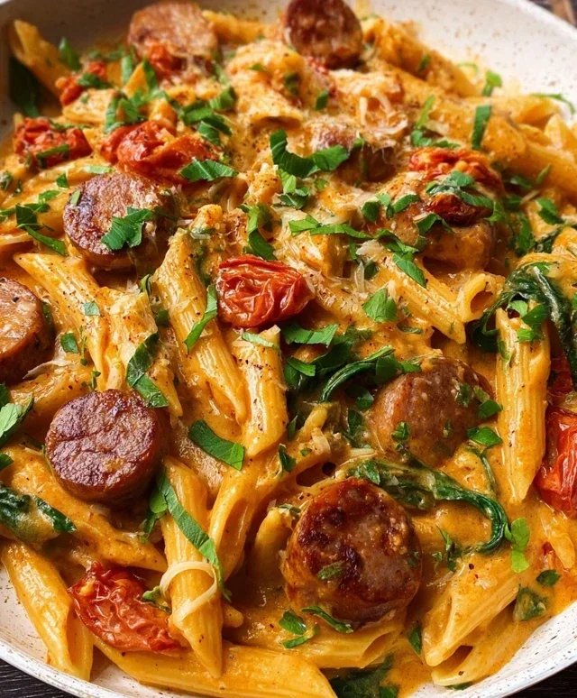 One Pot Creamy Cajun Sausage Pasta (30-Minutes)