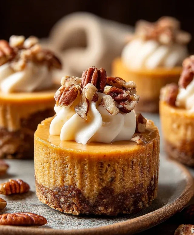 Pumpkin Pecan Mini Cheesecakes