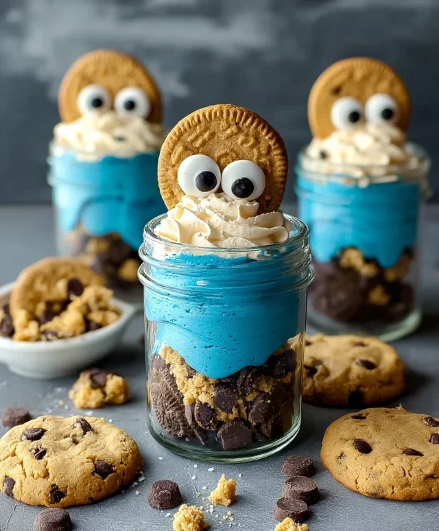 Cookie Monster Cake Jars