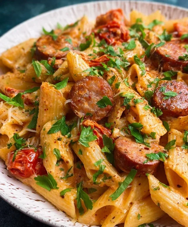 One Pot Creamy Cajun Sausage Pasta (30-Minutes)