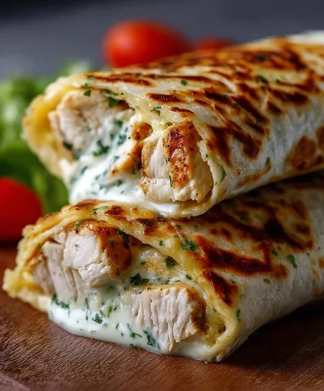 Low Carb Cheesy Garlic Chicken Wraps