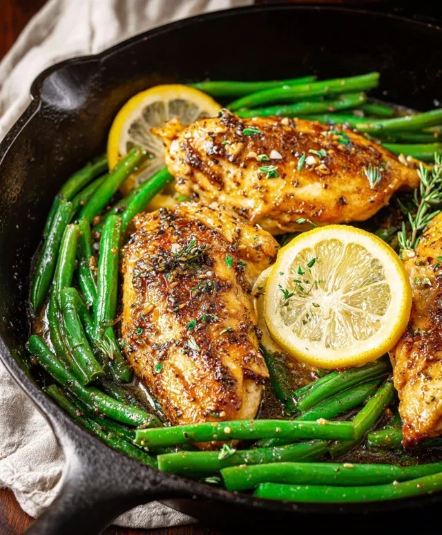 Lemon Garlic Butter Chicken and Green Beans Skillet