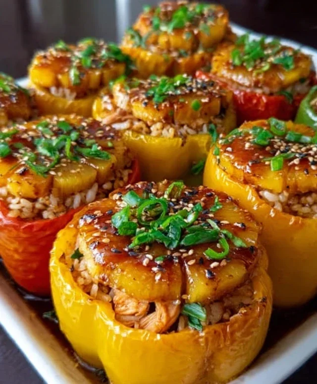 Teriyaki Pineapple Chicken and Rice Stuffed Peppers: A Sweet and Savory Meal