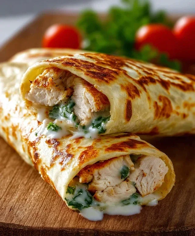 Low Carb Cheesy Garlic Chicken Wraps