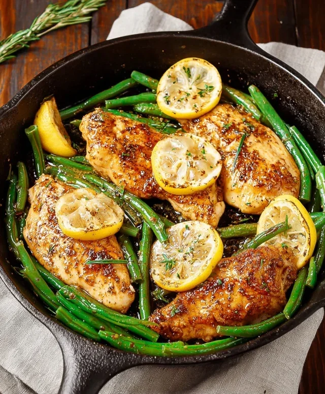 Lemon Garlic Butter Chicken and Green Beans Skillet