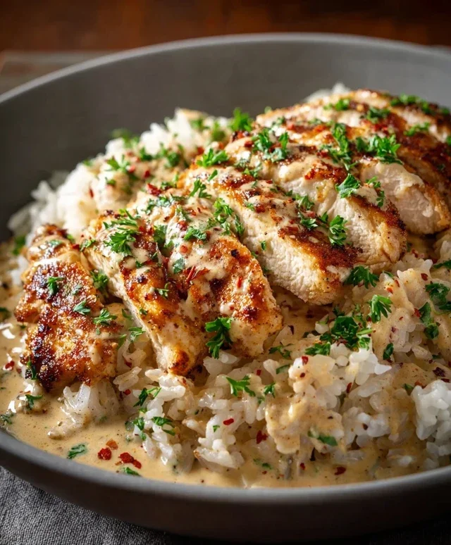 High Protein Creamy Cajun Chicken Rice