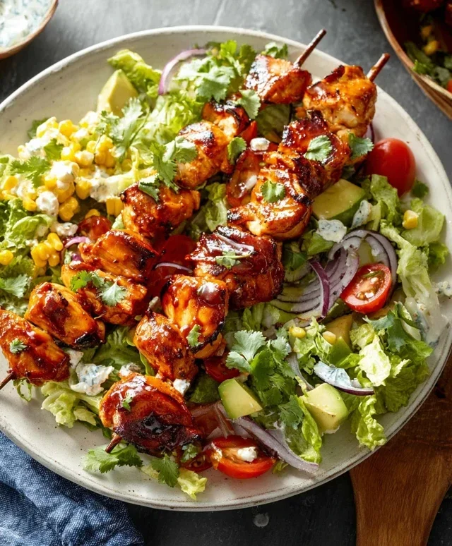 Balsamic Steak Gorgonzola Salad with Grilled Corn