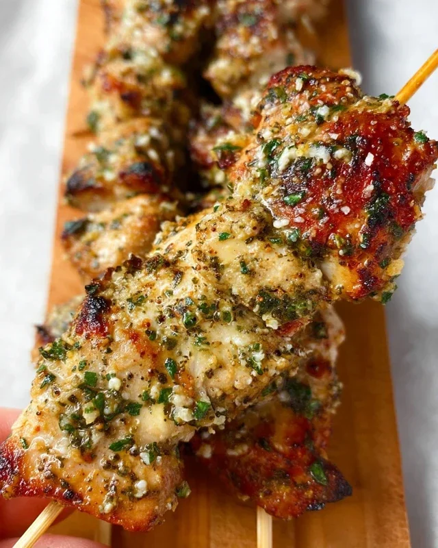 Garlic Parmesan Chicken Skewers