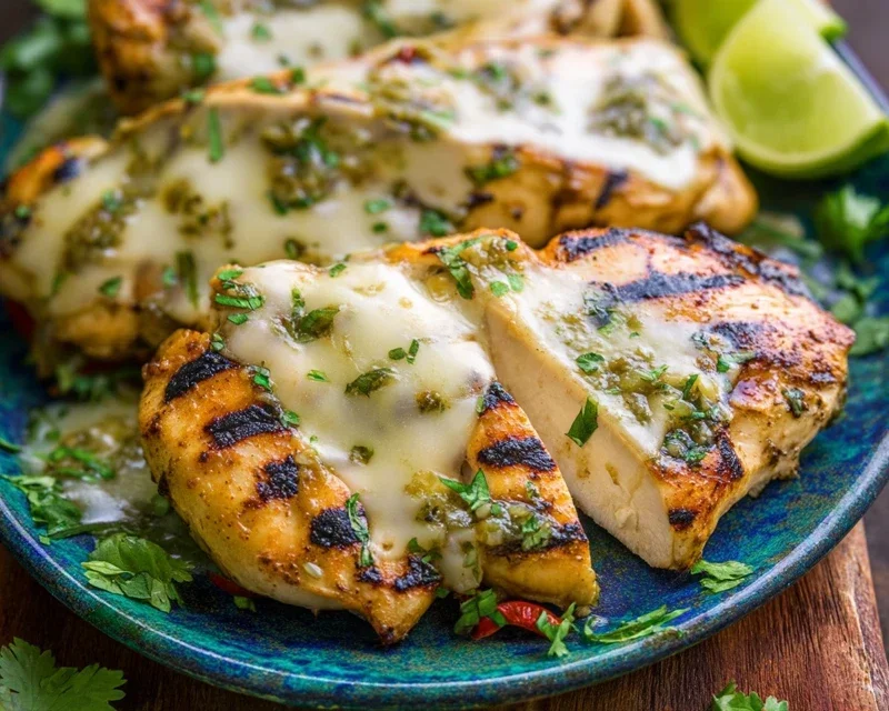 Grilled Salsa Verde Chicken with Pepper Jack